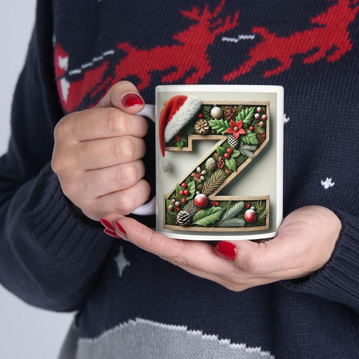 Personalised 'z' edition christmas mug - unique gift for xmas - stocking filler - drinkware washable reusable reuse ceramic cup tumbler coff