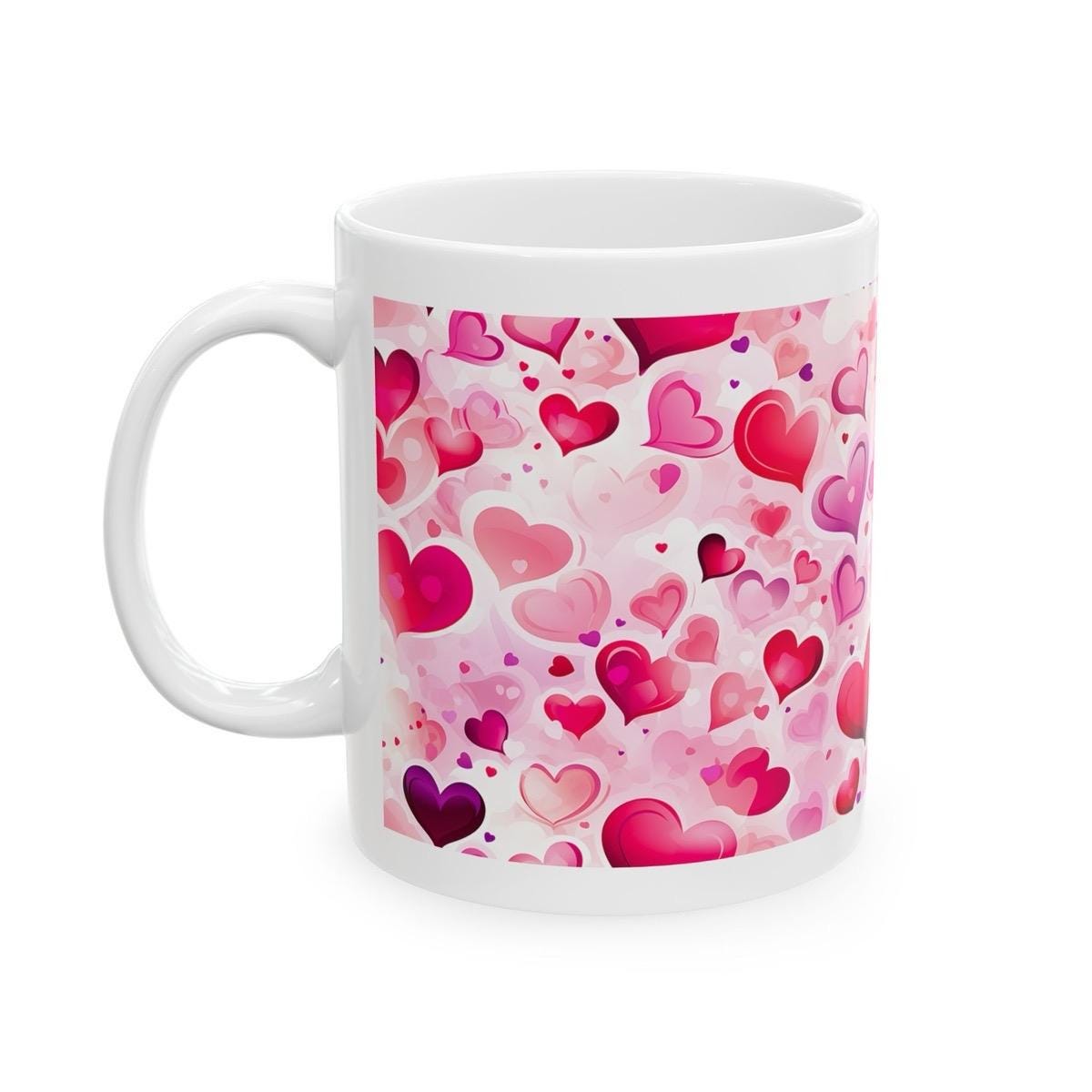 Pink hearts love mug - perfect secret santa stocking filler for xmas and valentines - cute gifts for her - drinkware tumbler cup washable re