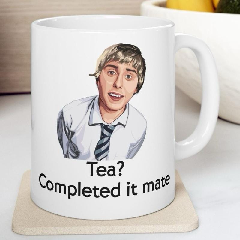 Funny mug - inbetweeners tea completed it mate mug - funny inbetweeners jay cartwright gift coffee mug drinkware washable reusable tumbler r