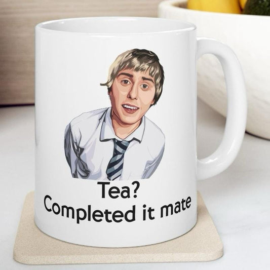 Funny mug - inbetweeners tea completed it mate mug - funny inbetweeners jay cartwright gift coffee mug drinkware washable reusable tumbler r