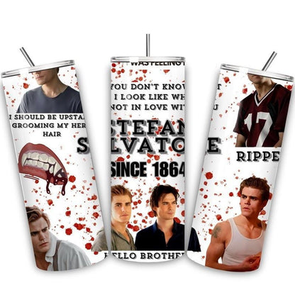 Vampire diaries stefan salvatore tumbler 20oz - perfect for on-the-go hydration - vacuum flask - cup drinkware mug bottles water bottles bot