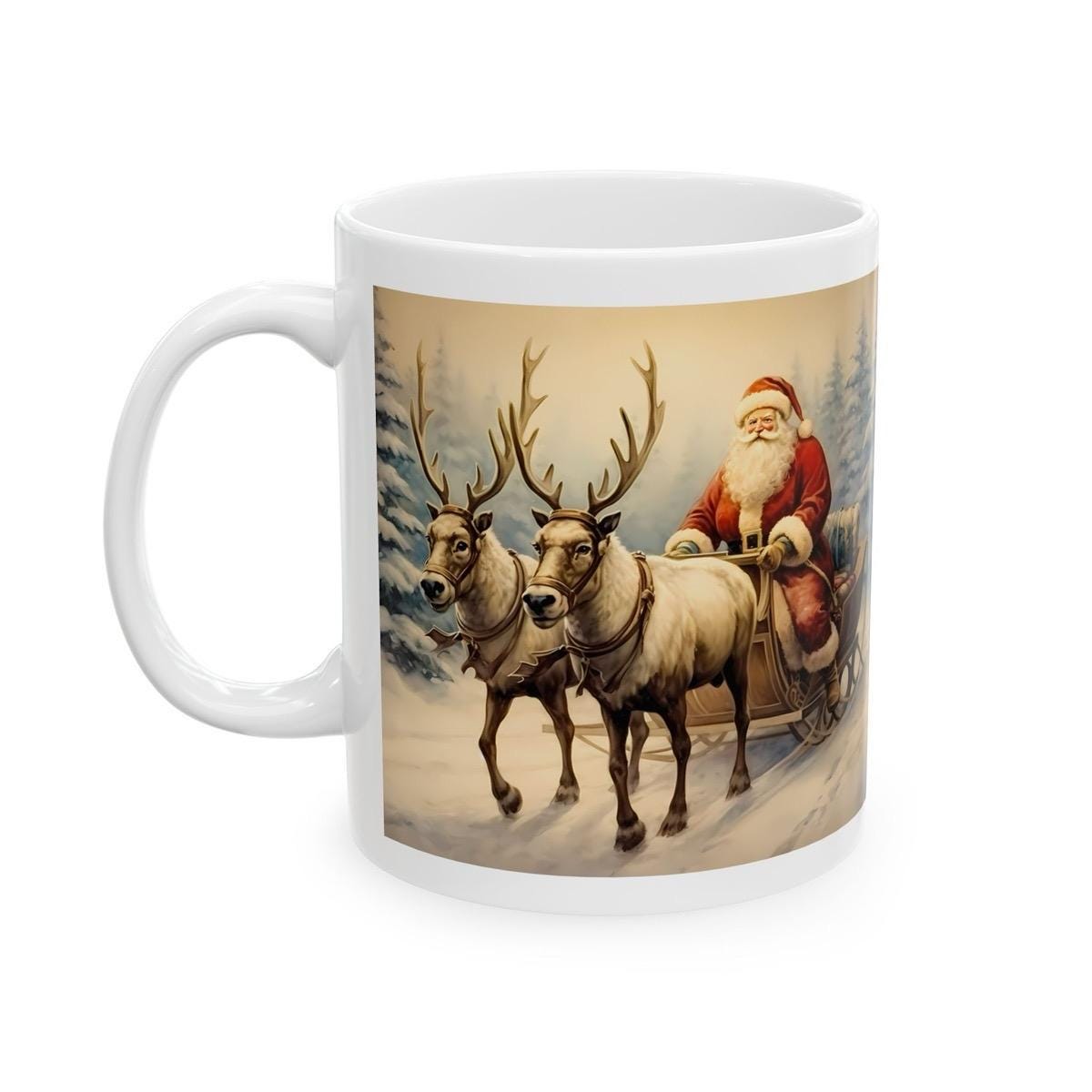 Santa reindeer’s cute christmas mug - perfect secret santa stocking filler gift - gifts drinkware tumbler washable reuse cup reusable cera