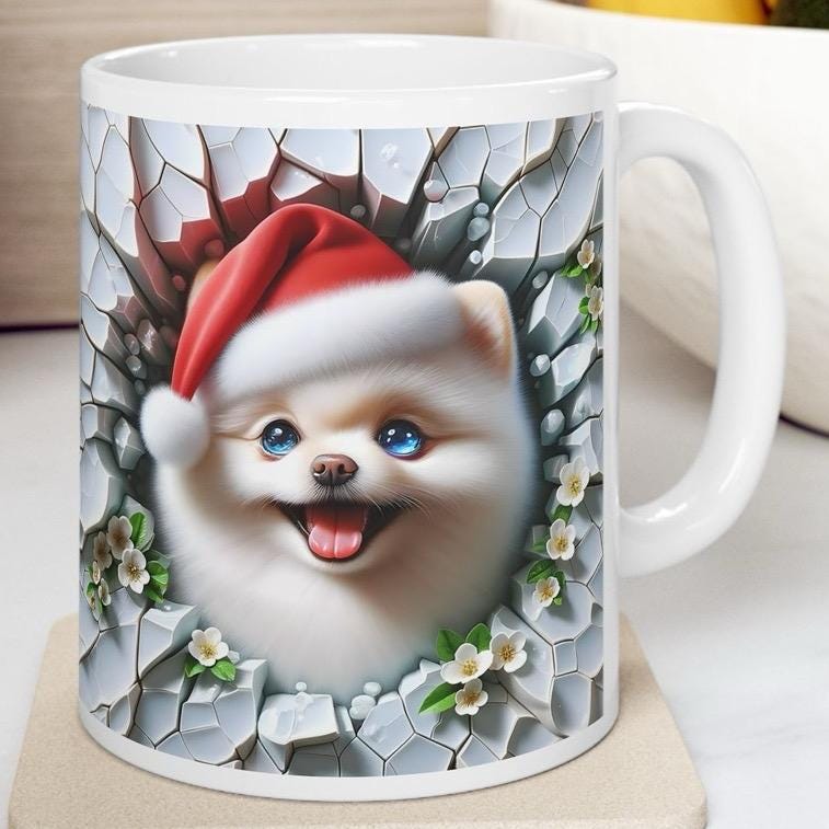 Cute dog xmas style mug gift - perfect for a warm cup of hot chocolate - drinkware tumblers coffee washable bottles reusable reuse ceramic m