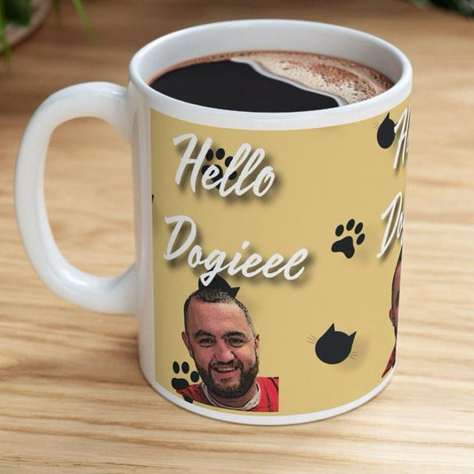 Hello doggie mug mashtag brady hello doggy mug - perfect for drinks - cup, drinkware washable reusable tumblers reuse ceramic coffee bottles