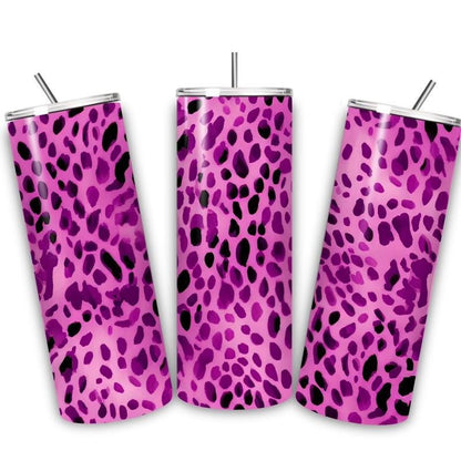 Purple leopard print tumbler 20oz - perfect for on-the-go hydration - vacuum flask - cup drinkware mug bottles water bottles bottled portabl