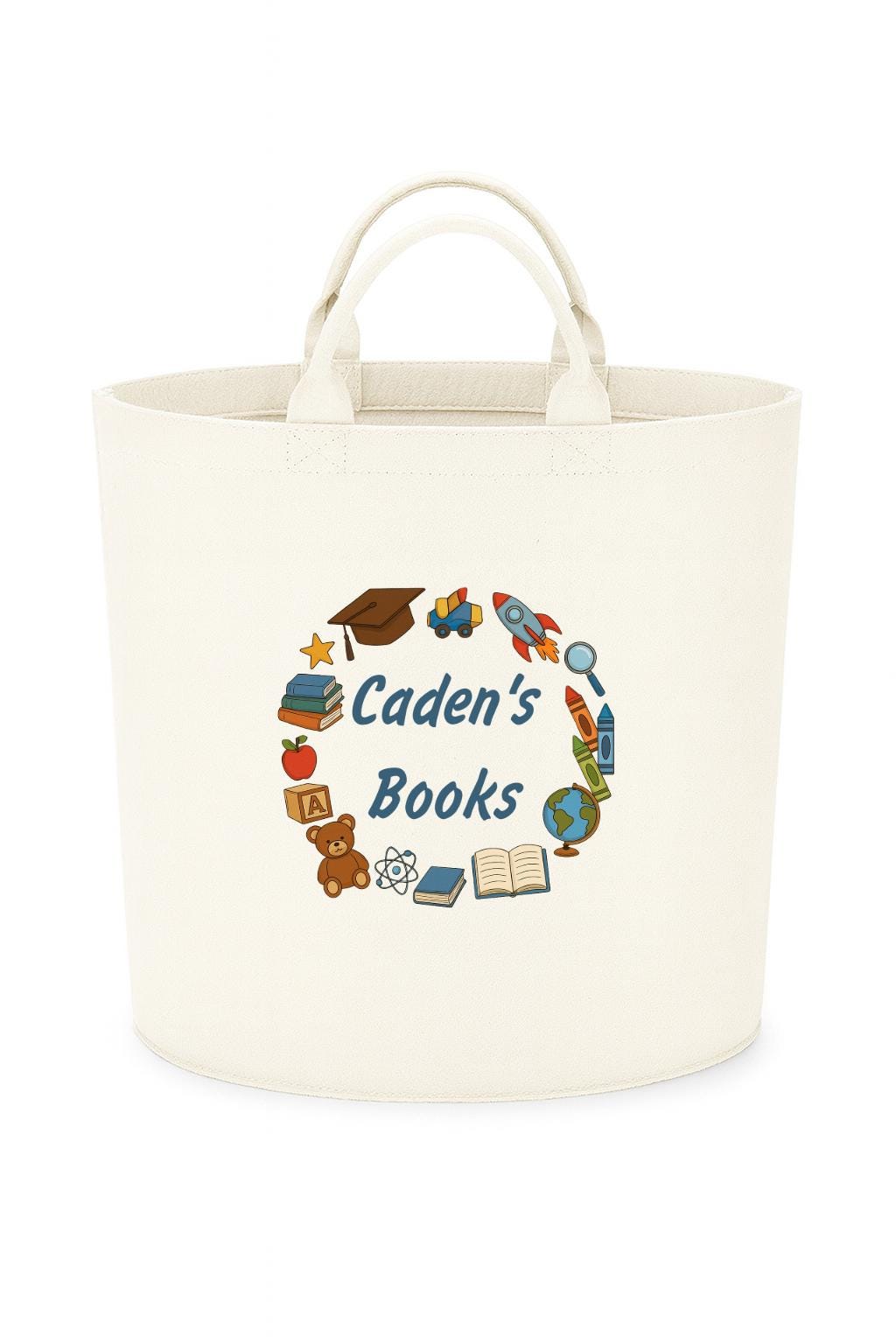 Personalised book basket storage Felt Trug, perfect gifts boys kids gift fun storage basket trugs toy storage cute friend mum book storage