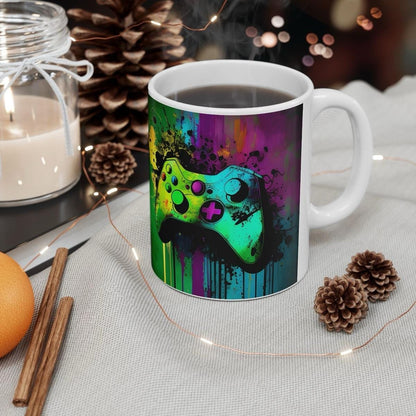 Xbox lover style gamer mug with neon design - perfect for gaming and coffee lovers - drinkware tumbler cup ceramic washable reuse reusable t