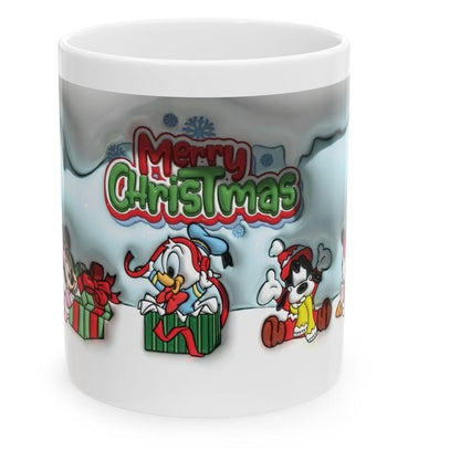 Cute character style merry christmas mug - perfect festive stocking filler gift - washable, drinkware tumbler cup reusable reuse ceramic cof