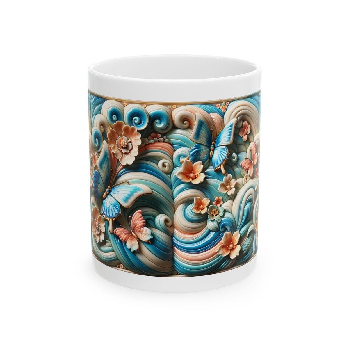 Butterfly 3d mug - perfect for your morning drinks - drinkware, tumblers cup reusable washable ceramic reuse coffee xmas mugs tea festive cu