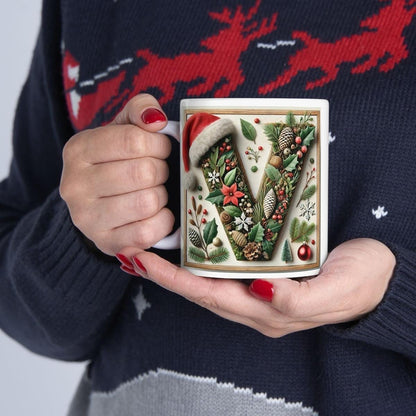 Personalised 'v' edition christmas mug - unique gift for xmas - stocking filler - drinkware washable reusable reuse ceramic cup tumbler coff