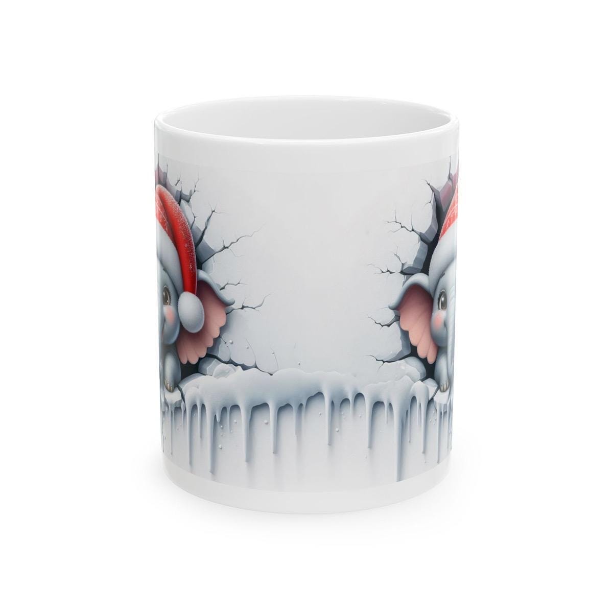 Christmas baby elephant 3d mug - festive drinkware for the holidays reusable washable tumbler reuse coffee ceramic cup xmas mugs tea