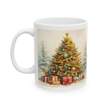 Christmas tree mug - secret santa stocking filler gift drinkware reuse washable reusable tumbler ceramic cup coffee xmas mugs tea festive cu