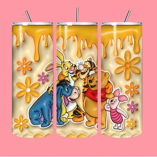 Winnie pooh and friends tumbler 20oz - cute design for drinking enthusiasts - portable flask for on-the-go beverages drinkware mug water bot