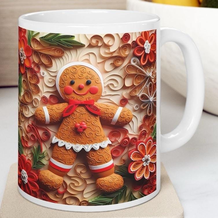 Gingerbread man 3d mug - christmas secret santa stocking filler - perfect gift - gifts drinkware washable tumbler reusable reuse cup coffee
