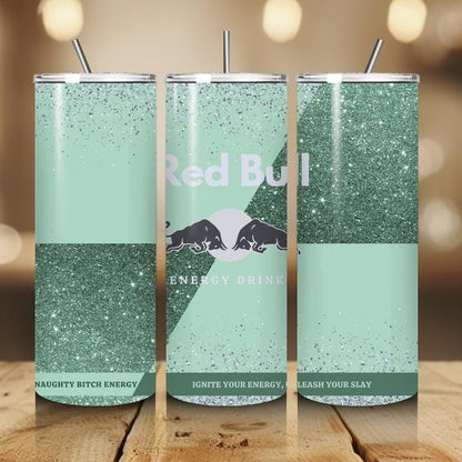 Red bull tumbler 20oz - mint green glitter style perfect for on-the-go hydration - vacuum flask - cup drinkware mug bottles water bottles bo