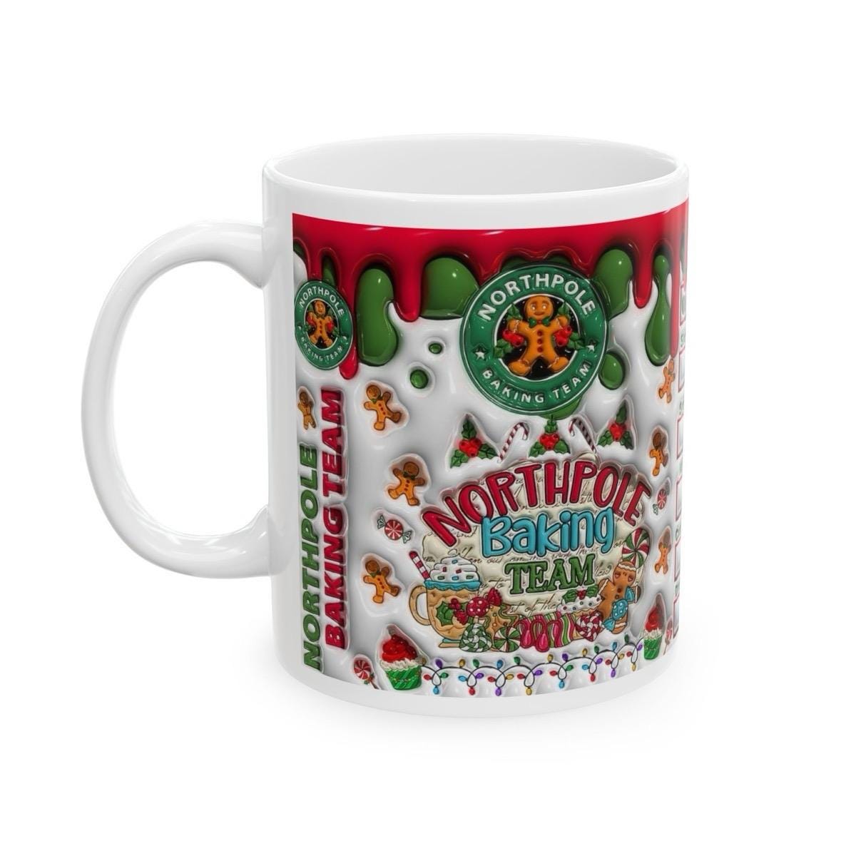 Northpole xmas baking team 3d mug - christmas secret santa stocking filler - gifts drinkware reuse reusable washable tumbler cup ceramic cof