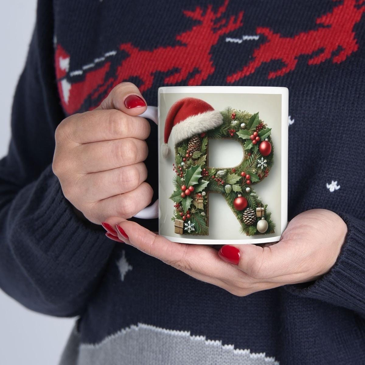 Personalised 'r' edition christmas mug - unique gift for xmas - stocking filler - drinkware washable reusable reuse ceramic cup tumbler coff
