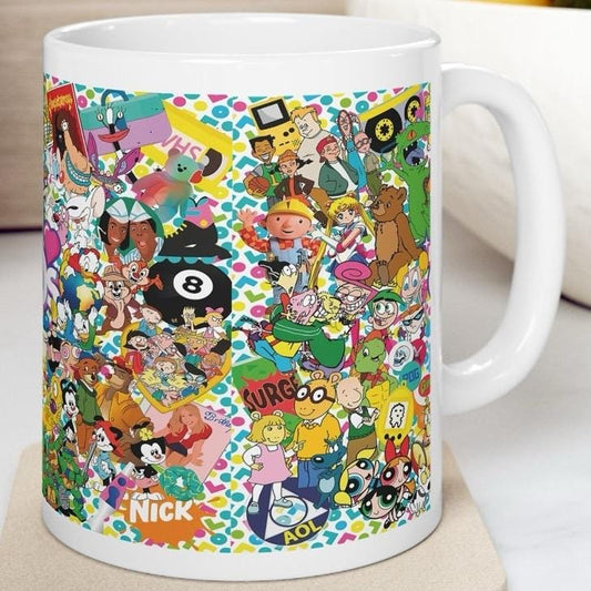 90’s tv characters mug - perfect for coffee and tea - cup, drinkware tumblers bottles reusable washable ceramic reuse mugs xmas mean festi
