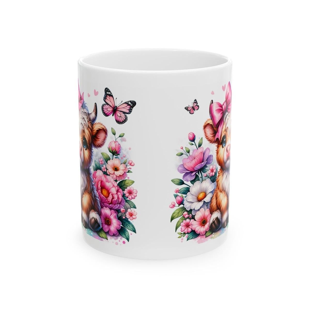 Cute highland cow and butterfly 3d mug - perfect for your morning drinks - drinkware washable tumbler cup coffee reusable reuse ceramic xmas