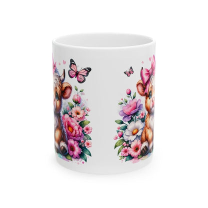 Cute highland cow and butterfly 3d mug - perfect for your morning drinks - drinkware washable tumbler cup coffee reusable reuse ceramic xmas