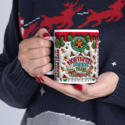 Northpole xmas baking team 3d mug - christmas secret santa stocking filler - gifts drinkware reuse reusable washable tumbler cup ceramic cof