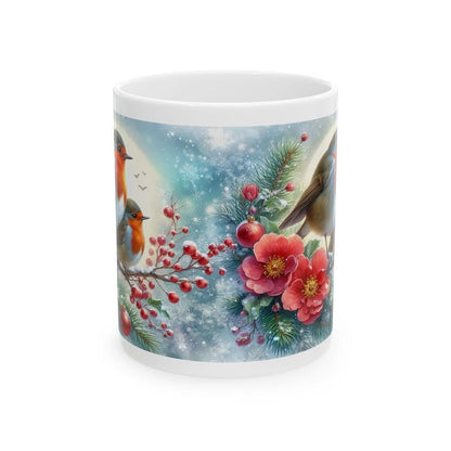 Robin cute christmas mug - perfect for your morning beverage - drinkware, cup tumblers reusable bottles washable reuse coffee ceramic xmas m