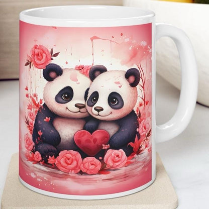 Couple of pandas cute valentines mug - perfect xmas christmas gift for secret santa or stocking filler - love mug for couples - drinkware tu