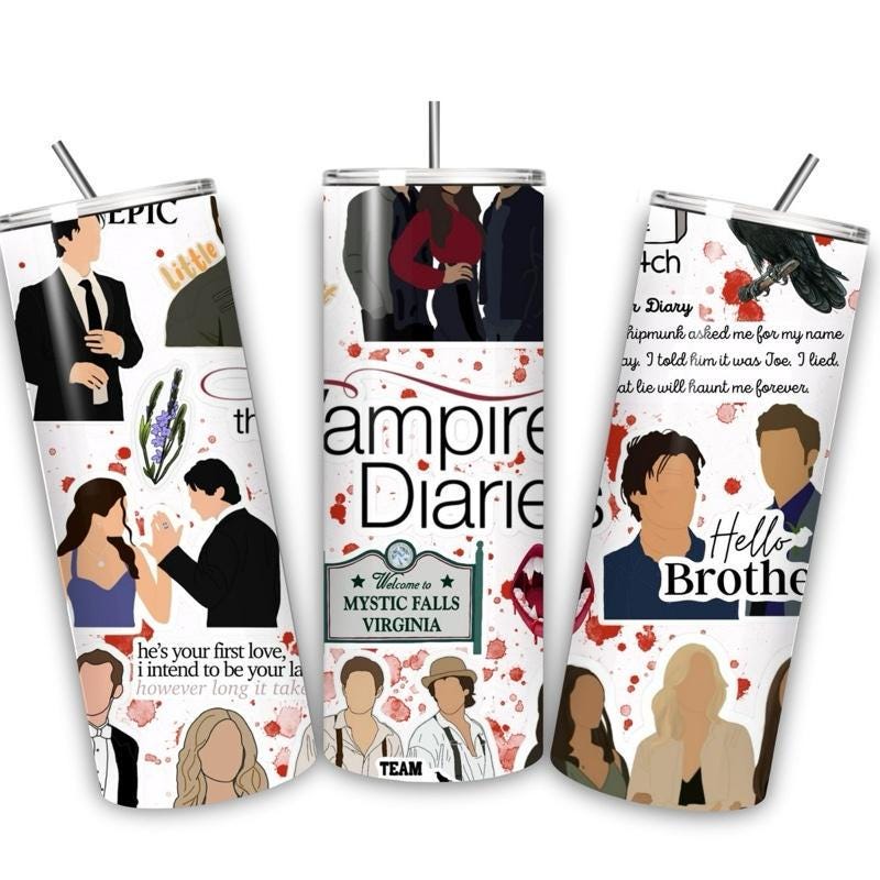 Vampire diaries tumbler 20oz - perfect for on-the-go hydration - vacuum flask - cup drinkware mug bottles water bottles bottled portable gif