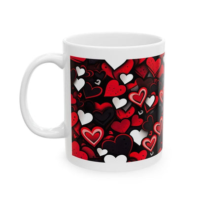 Black white red hearts mug - perfect valentine's or xmas gift for girlfriend or boyfriend drinkware reusable washable coffee tumbler reuse c