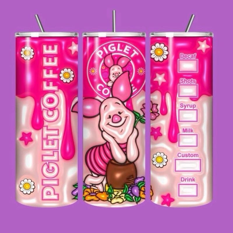 Piglet winnie pooh tumbler 20oz - cute design for drinking enthusiasts - portable flask for on-the-go beverages drinkware mug water bottles