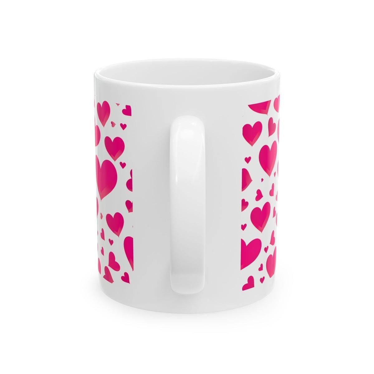 Pink love hearts mug - cute gift for xmas christmas valentines - perfect for drinks - drinkware mugs gifts boyfriend girlfriend wife husband