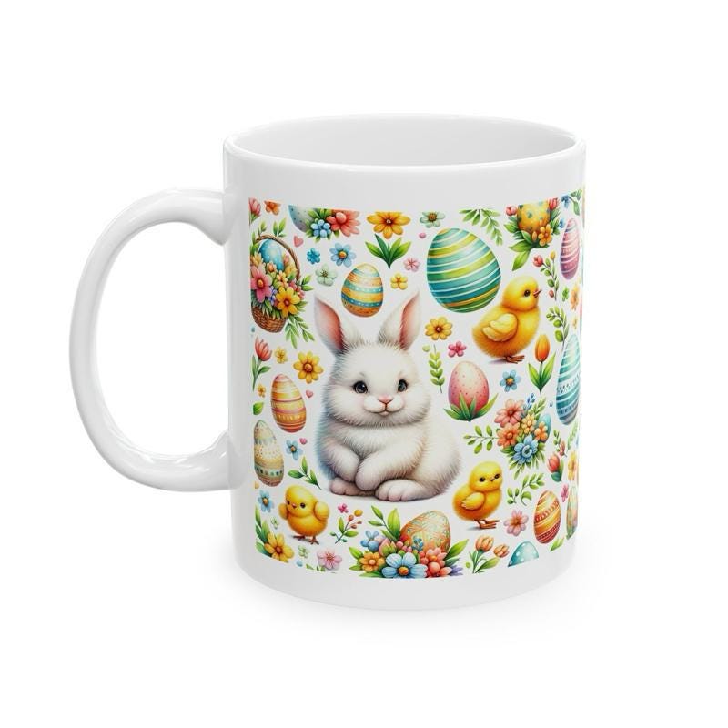 Easter bunny mug - cute gift - perfect for hot drinks - drinkware, tumblers cup bottles reusable washable portable reuse ceramic coffee east