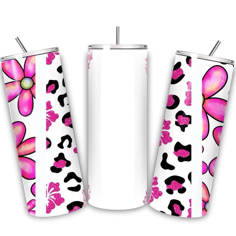 Personalised tumbler floral leopard print style 20oz - perfect for on-the-go hydration - vacuum flask - cup drinkware mug bottles water bott