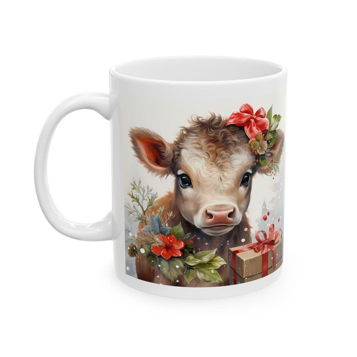 Cute highland cow christmas mug - secret santa stocking filler - perfect gift for office - gifts drinkware washable tumbler reusable cup cof