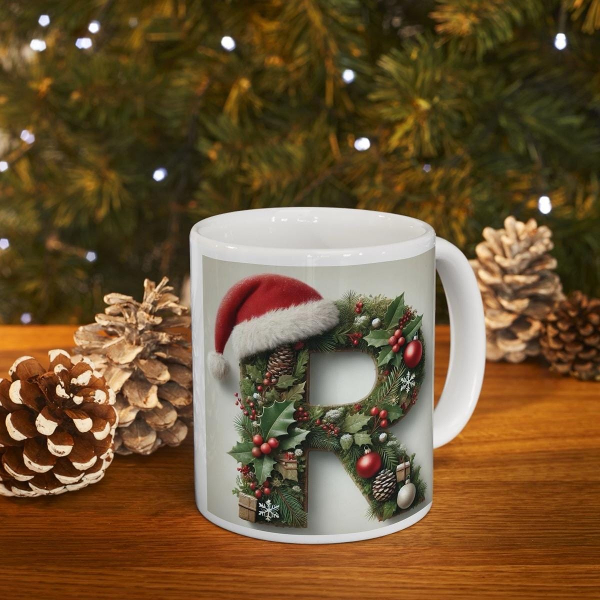 Personalised 'r' edition christmas mug - unique gift for xmas - stocking filler - drinkware washable reusable reuse ceramic cup tumbler coff