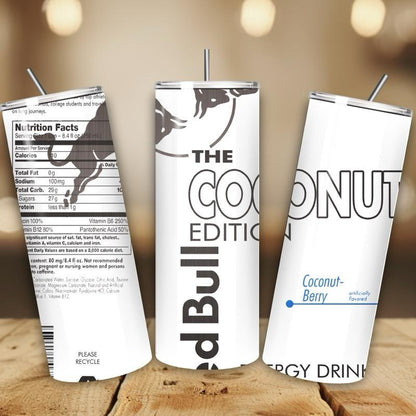 Red bull coconut edition tumbler 20oz - perfect for on-the-go hydration - vacuum flask - cup drinkware mug bottles water bottles bottled por