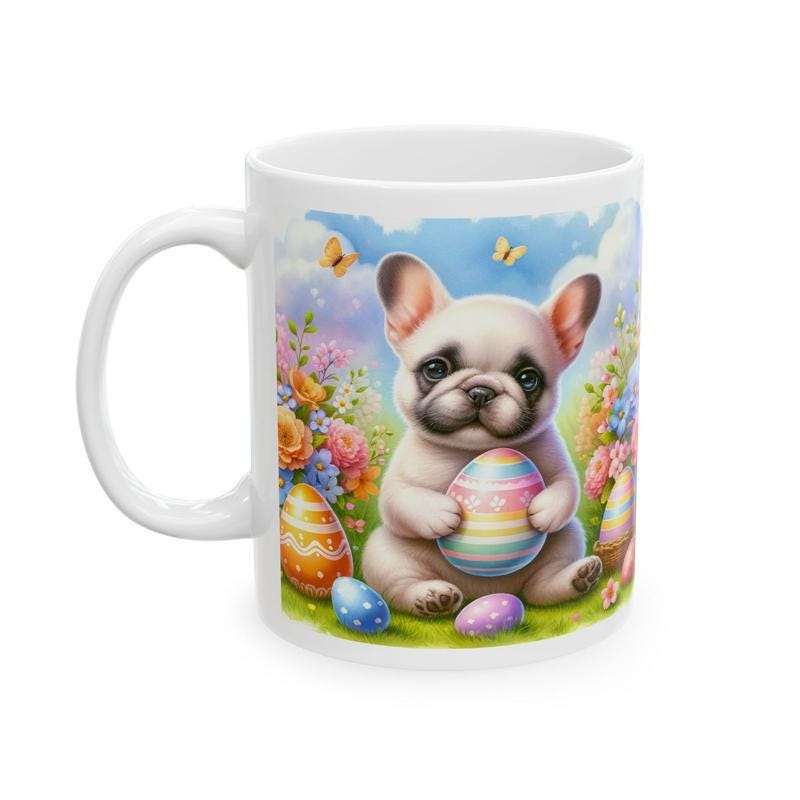 Easter puppy dog mug - cute gift - perfect for hot drinks - drinkware, tumblers cup bottles reusable washable portable reuse ceramic coffee
