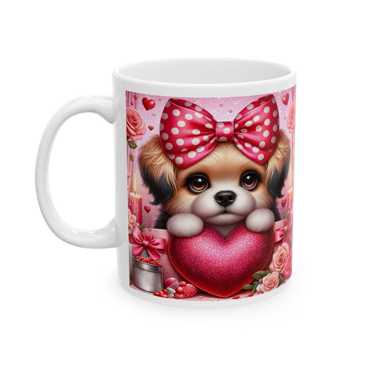 Cute puppy valentine's mug - perfect gift for xmas and christmas - drinkware, cup tumblers reusable washable coffee bottles ceramic reuse bo