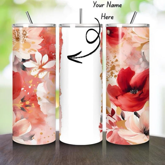 Personalised tumbler floral style 20oz - perfect for on-the-go hydration - vacuum flask - cup drinkware mug bottles water bottles bottled po