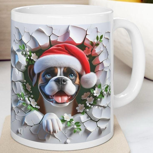 Personalised boxer dog puppy mug - cute gift for dog lovers - drinkware, cup coffee tumblers ceramic reuse reusable washable mugs