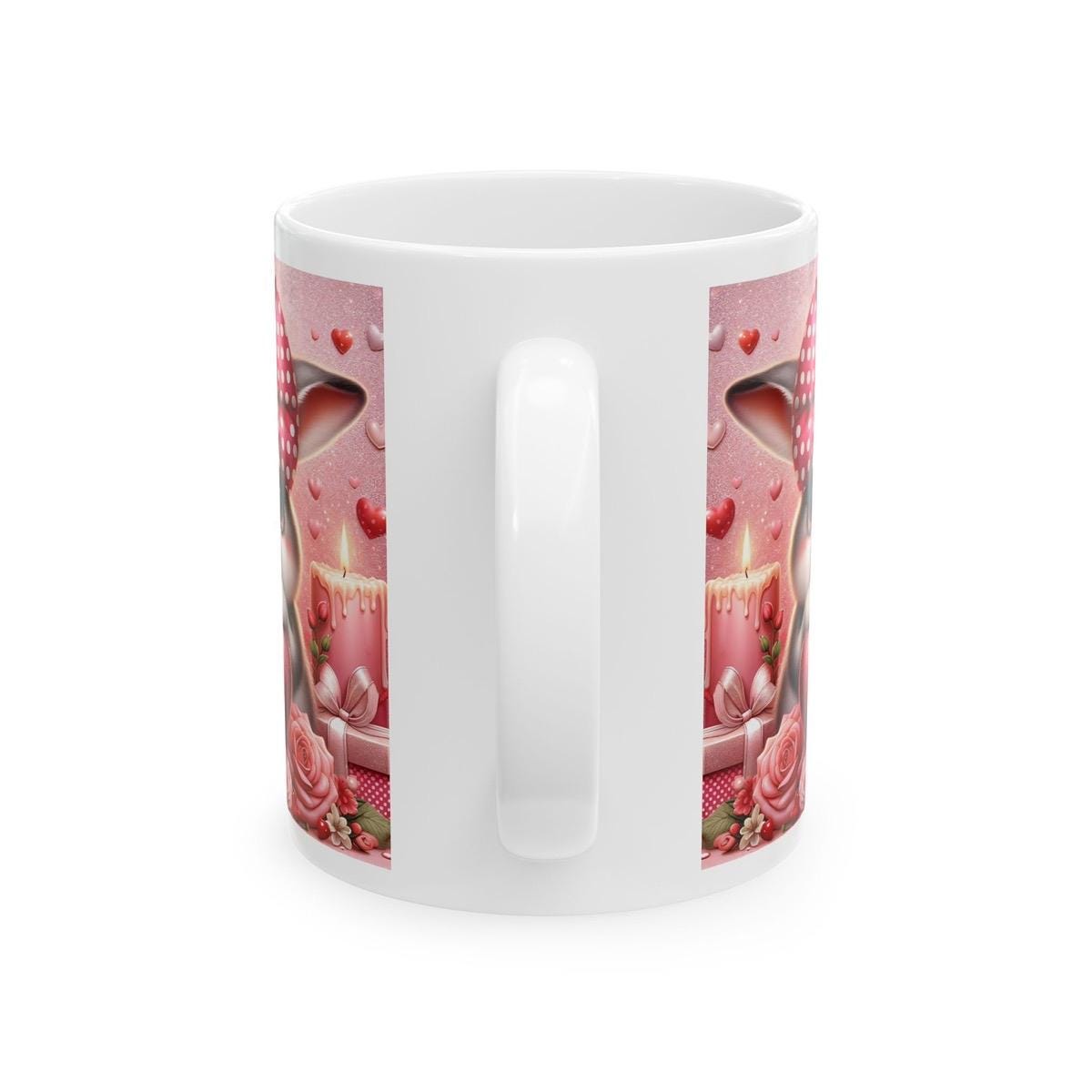 Cute bunny rabbit mug - reusable valentine's xmas gift for christmas - drinkware tumblers cup bottles washable reuse ceramic portable coffee