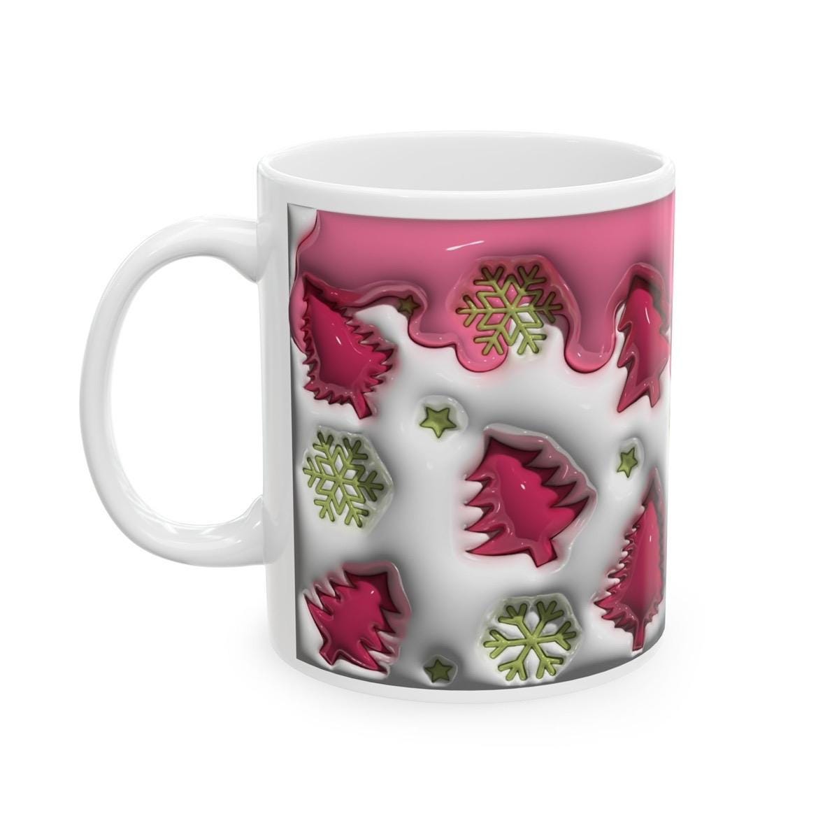 Christmas tree 3d style mug - perfect for hot drinks - drinkware, cup tumblers reusable ceramic washable reuse coffee xmas mugs fun tea mean