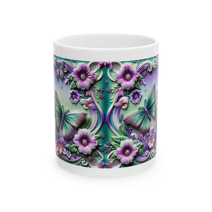 Butterfly flowers 3d mug - perfect for your morning drinks - drinkware coffee sturdy tumbler washable reusable reuse cup ceramic tea xmas mu