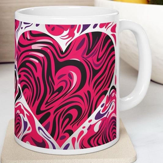3d effect bright pink and black heart - perfect gift for christmas and valentine's day husband wife girlfriend boyfriend drinkware mug tumbl