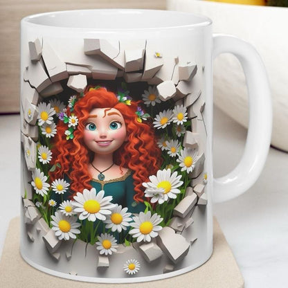 Merida style 3d mug - christmas secret santa gift brave for drinkware lovers reusable reuse washable cup ceramic coffee tumbler xmas mugs te