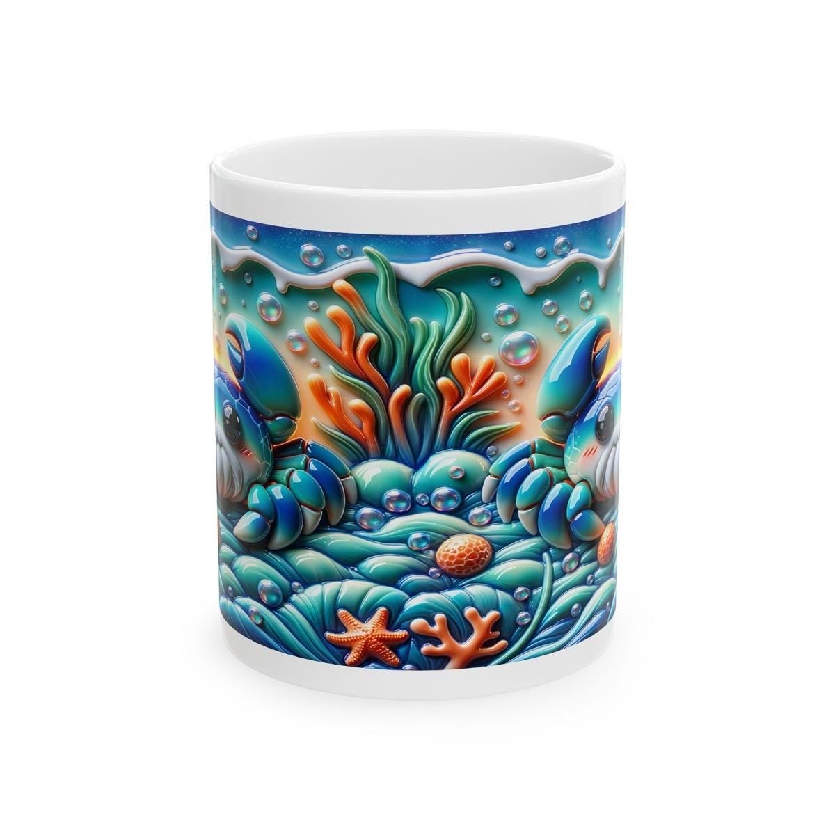 Blue crab 3d mug - perfect for your morning drinks - tumblers, drinkware cup bottles glass reusable washable coffee ceramic reuse xmas mugs