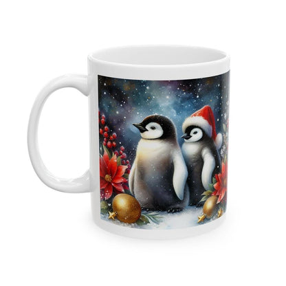 Cute penguin couple christmas mug - perfect for your morning drinks - cup, drinkware tumblers reusable washable reuse coffee ceramic xmas mu