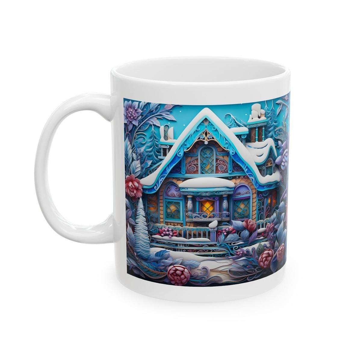 Fun christmas house 3d mug - secret santa stocking filler gift drinkware reusable reuse washable tumbler ceramic cup coffee xmas mugs tea fe