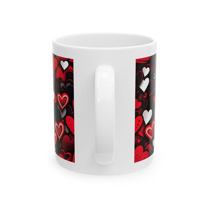 Black white red hearts mug - perfect valentine's or xmas gift for girlfriend or boyfriend drinkware reusable washable coffee tumbler reuse c