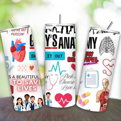 Grey’s anatomy tumbler 20oz - wildlife style stainless steel vacuum flask cup drinkware mug bottles portable gifts insulated thermo cups c